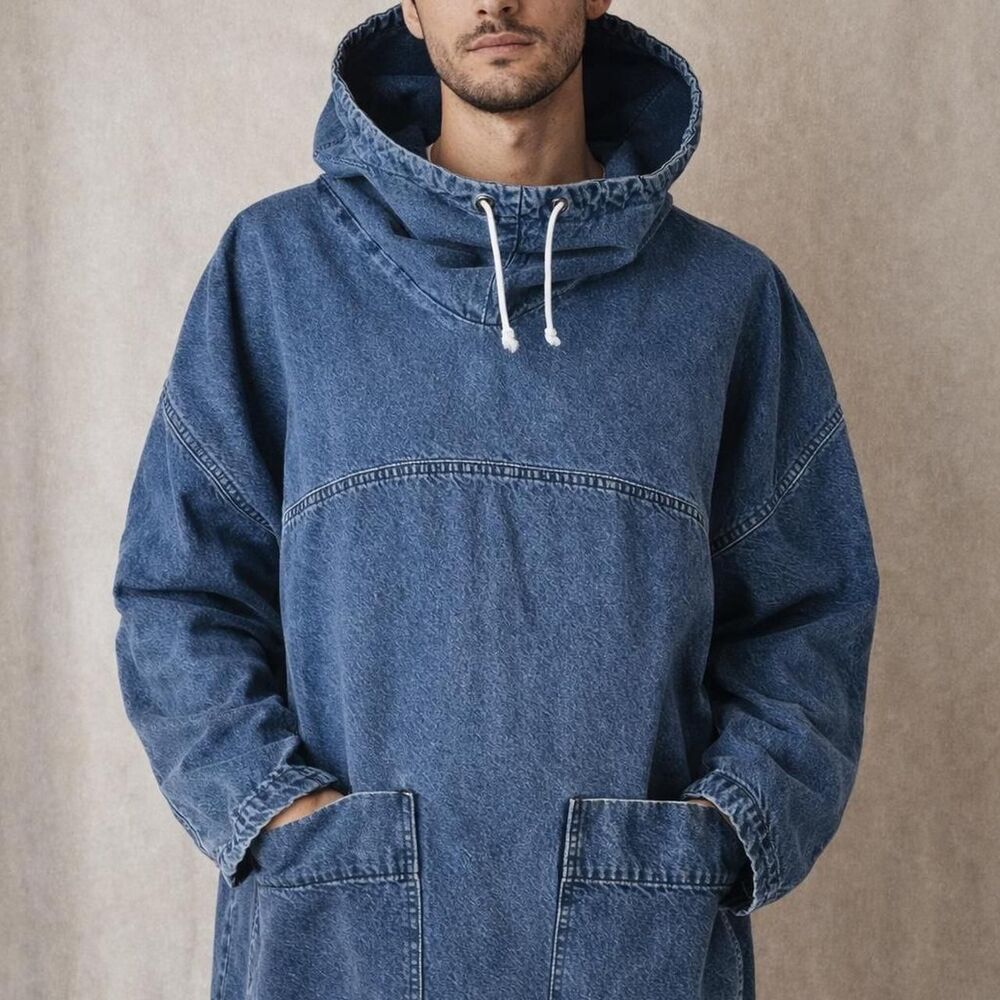 East Quay oversized denim hoodie Y2K XLG